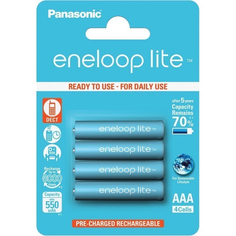 Panasonic eneloop rechargeable battery lite AAA 550 4BP - Rechargeable  batteries - Nordic Digital