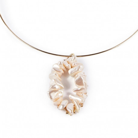 SHABAMA kaelarihm MISSISSIPPI LUXE pärlitega, läikiv kuldne 1u