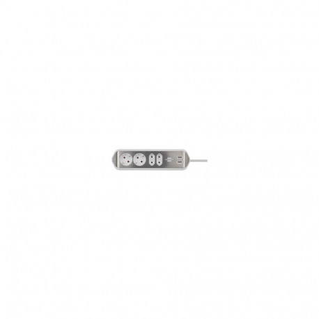 Estilo nurgapistikupesa 4-kohaline 2x USB 2Meter, valge/roostevaba teras