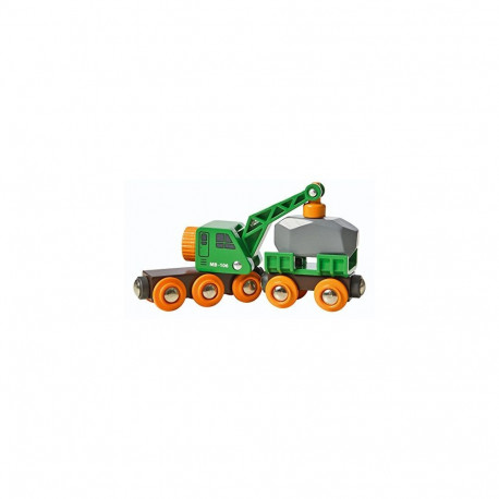 BRIO toy train Green Crane Truck, Trailer & Freight (33698)