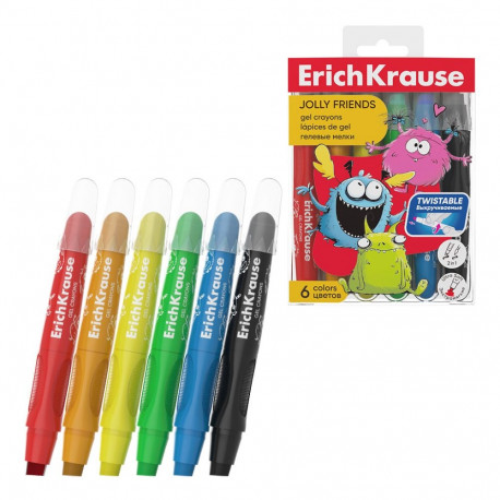 Gel crayons ErichKrause Jolly Friends, 6 colors