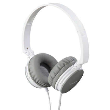 Kõrvaklapid+mikrofon Thomson HED2207WH/GR headphones, on-ear 40mm, valge/hall, 4-pin 3.5mm Stereo, m