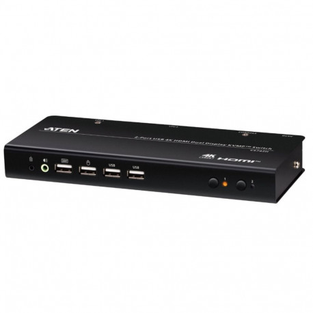 ATEN 2-Port 4K HDMI KVMP, USB, Dual-display Switch, Cables included