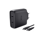 AC adapter Trust, GaN, 2xUSB-C, PD  5-20V/65W