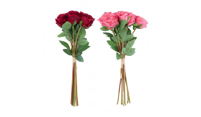 Artificial flower FLOWERLY 9pcs roses in a bouquet, red or pink, mix