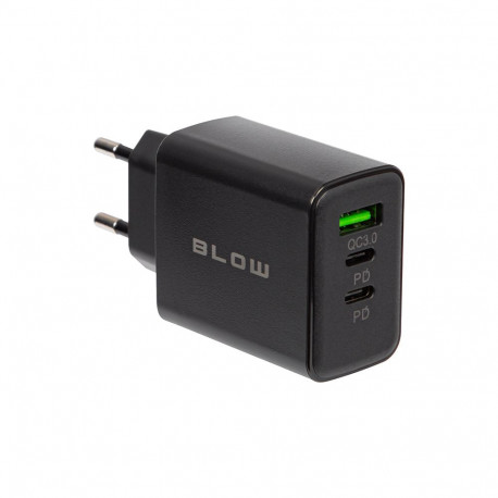 76-025# võrgulaadija USB + 2x USB-C QC+PD 40W