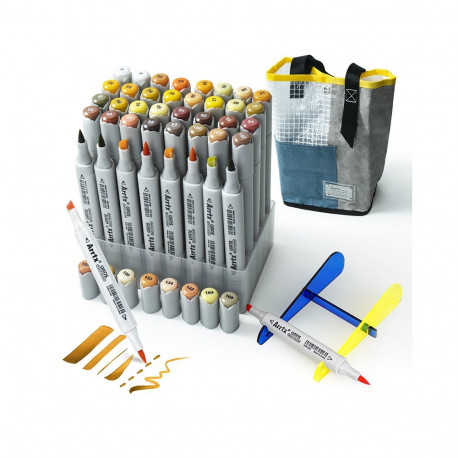 Double-sided Marker Pens ARRTX Oros, 40 Colours, yellow tone shade