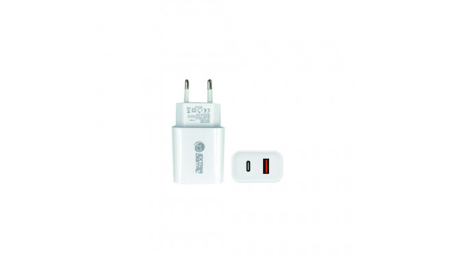 Charger EXTRA DIGITAL USB 3.0+ Type C: 220V, 20W, QC3.0+ PD