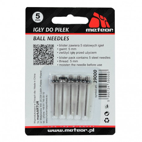 Igły do piłek Meteor 5mm 5szt 39000