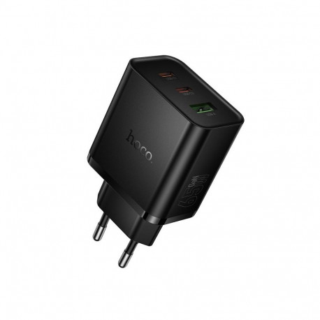 HOCO N75 Charger 2X USB C+ USB A QC3.0 PD 3A 65W black
