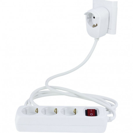 REV MultipleSocketOutlet 3+1fold 2m + switch, white, Powersplit