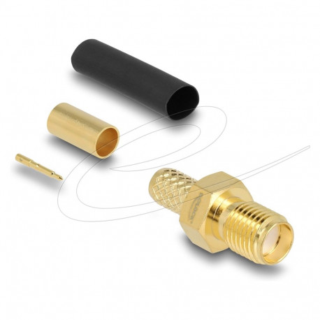 "RP-SMA Buchse zum Crimpen LMR200 mit passendem Schrumpfschlauch"