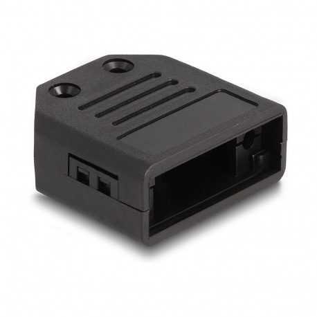 D-Sub 9 Pin pistiku/pesa must plastkorpus tõmbetõkisega