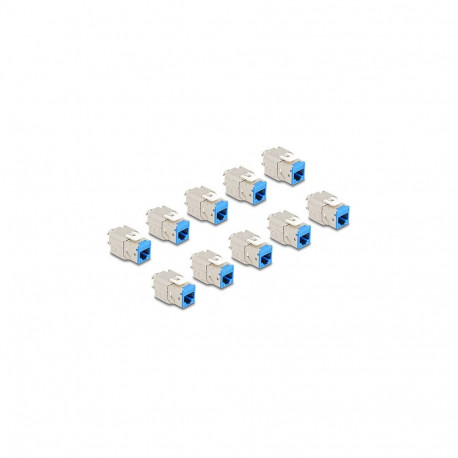 "Keystone Modul RJ45 Buchse zu LSA Cat.6A werkzeugfrei blau Set 10 Stück"