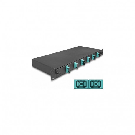 "19? LWL Spleißbox 6 x SC Duplex OM3 1HE komplett bestückt"