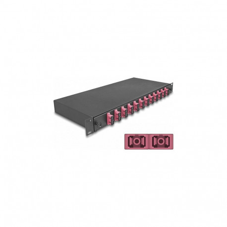 19-tolline valguskaabli jätkukarp 12 x SC Duplex OM4 1HE komplekteeritud