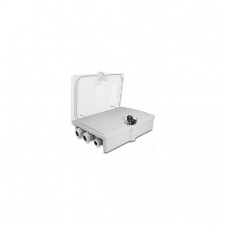 "LWL Verteilerbox für Innen- und Außenbereich IP55 wasserfest abschließbar 6 Port grau"