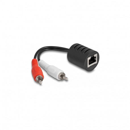 Delock stereo helilaiendaja RJ45 pesa 2 x RCA pistik Cat.5 kuni 50 m, 2-osaline komplekt