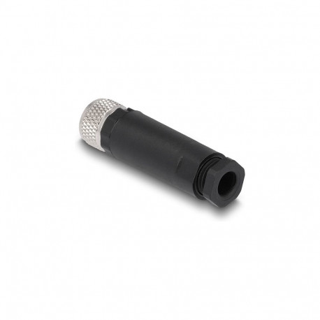 "Delock M8 Steckverbinder A-kodiert 4 Pin Buchse zur Montage mit Schraubanschluss"