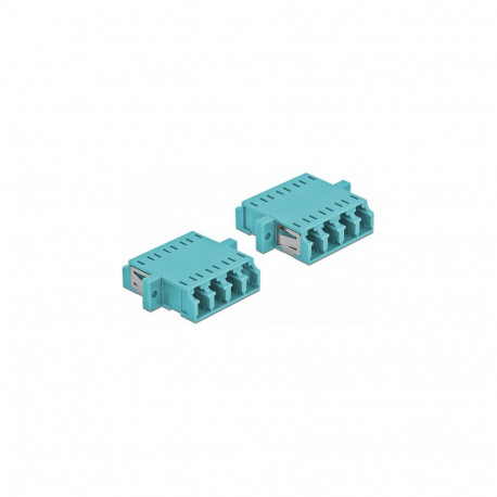 "Delock LWL Kupplung LC Quad Buchse zu LC Quad Buchse Multimode 2 Stück hellblau"
