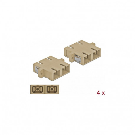 "Delock LWL Kupplung SC Duplex Buchse zu SC Duplex Buchse Multimode 4 Stück beige"