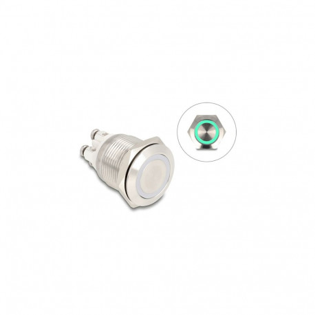 "Drucktaster zum Einbau 19 mm 4 x Schraubklemme LED tastend grün"