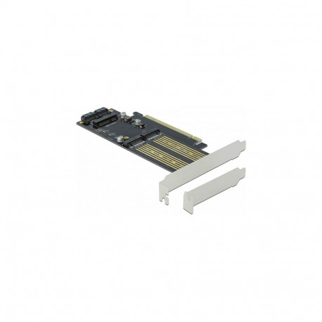 "PCI Express x16 Karte zu 1 x M.2 Key B + 1 x NVMe M.2 Key M + 1 x mSATA - Low Profile Formfaktor"
