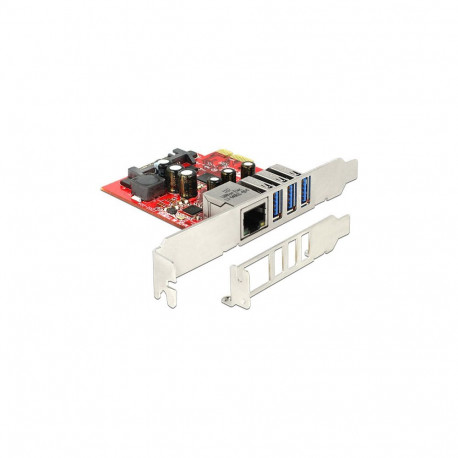 PCI Express x1 kaart 3 x välist USB 5 Gbps + 1 x väline Gigabit LAN - madala profiiliga