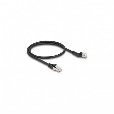 "Delock RJ45 Netzwerkkabel Cat.6A S/FTP Stecker 45° nach links gewinkelt zu Stecker gerade 0,5 m sch