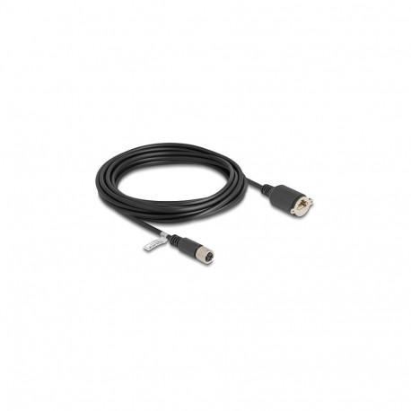 Delock M12 X-koodiga 8-pin pesa - RJ45 pesa kaabel paigaldamiseks Cat.6A S/FTP 5 m must