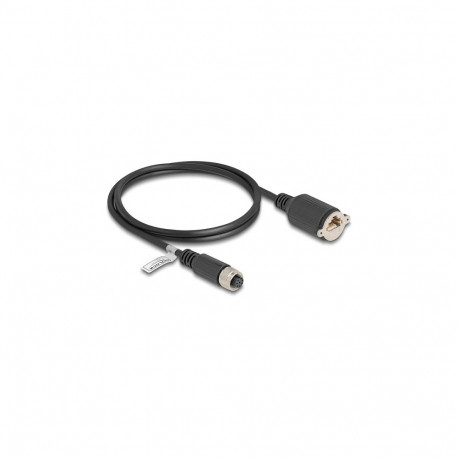 "Delock M12 Kabel A-kodiert 8 Pin Buchse zu RJ45 Buchse zum Einbau Cat.5e FTP 1 m schwarz"
