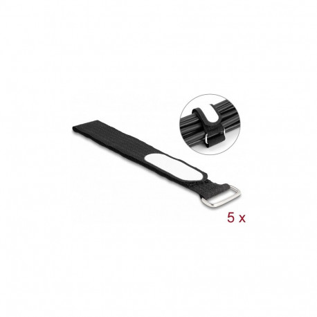 "Delock Klettkabelbinder mit Schlaufe und Beschriftungsfeld L 305 x B 25 mm schwarz 5 Stück"