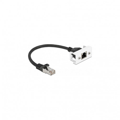 Delock Easy 45 võrgu pikenduskaabel S/FTP RJ45 pistik-pesa Cat.6A 25 cm must / valge