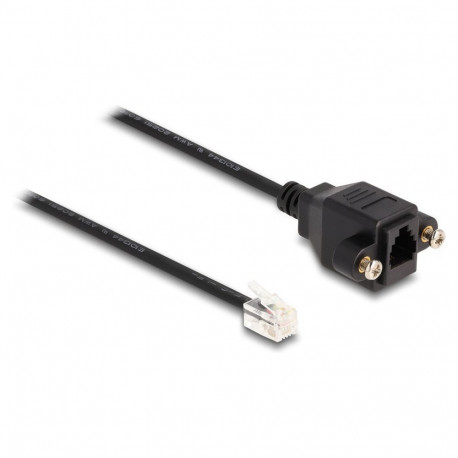"Delock Kabel RJ10 Stecker zu RJ10 Buchse zum Einbau 30 cm schwarz"