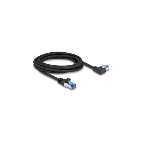 Delock RJ45 võrgukaabel Cat.6A S/FTP sirge / vasakule nurgaga 3 m must
