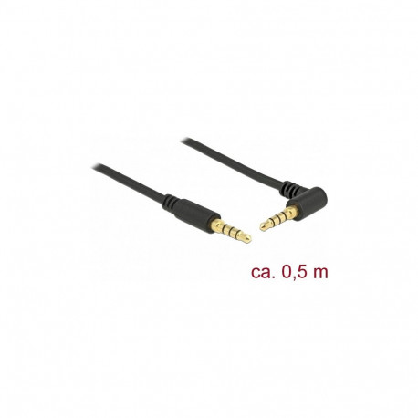"Klinkenkabel 3,5 mm 4 Pin Stecker > Stecker gewinkelt 0,5 m schwarz"