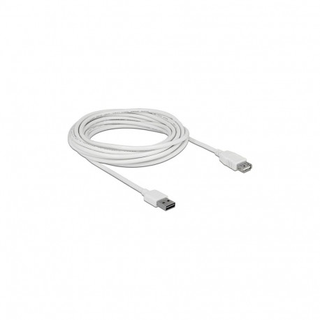 Delock EASY-USB 2.0 pikenduskaabel Typ-A isane > USB 2.0 Typ-A emane valge 5 m