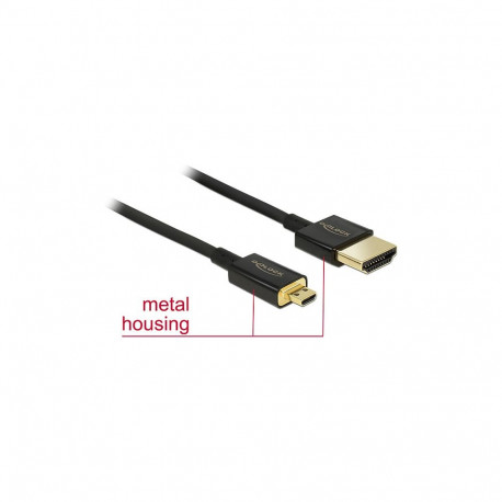 "Delock Kabel High Speed HDMI mit Ethernet - HDMI-A Stecker > HDMI Mini-C Stecker 3D 4K 0,25 m Slim 
