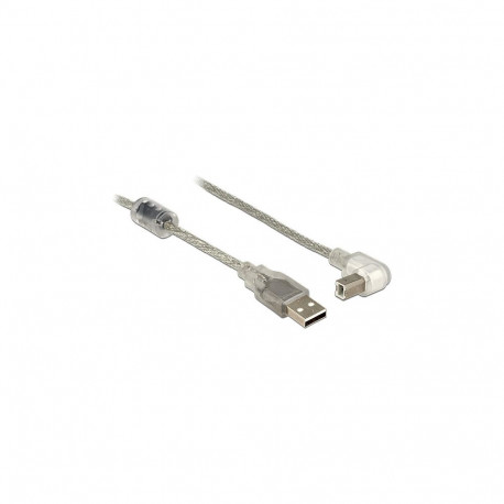 Delock USB 2.0 tüüp-A > tüüp-B nurgaga kaabel 3,0 m läbipaistev