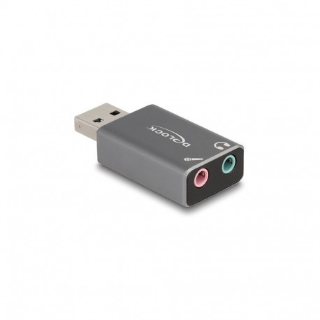 "DELOCK Externe USB Soundkarte mit USB-A Stecker auf 2 x 3.5mm Klinkenbuchse Plug & Play Audio Adapt
