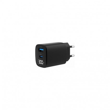 Gembird TA-UC-PDQC30LCD-BK-01 2-port 30W USB fast charger, LCD, black |