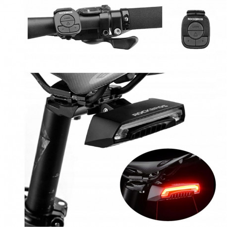 Rockbros Rockbros LKWD-R1 Rear Bike Light with Laser and Remote Control + Micro USB - USB-A Cable - 