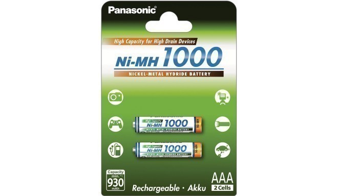 Panasonic akumulators NiMh 1000mAh AAA/2B