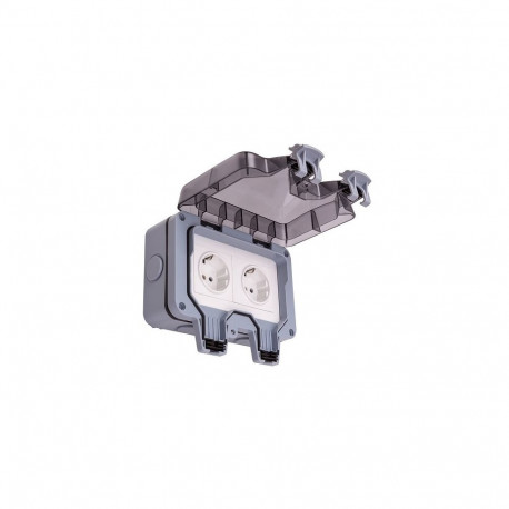 Weatherproof Switched Socket, 2Ch, IP66, EU