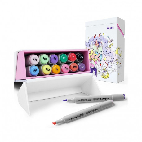 Double-sided Marker Pens ARRTX Oros, 12 Colours, pastel tones