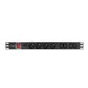 POWER DISTRIBUTION UNIT (PDU) 19" LANBERG 1U 16A 2M 4X FRENCH OUTLETS 4X IEC C13 OUTLETS BLACK