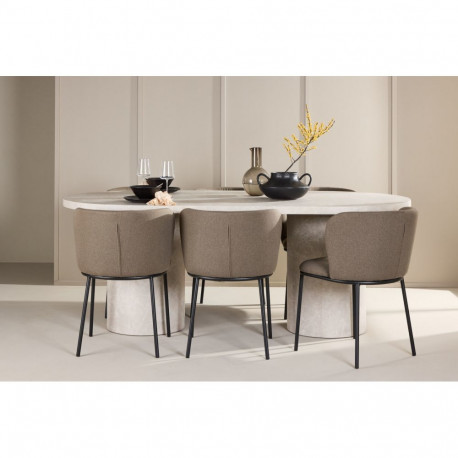 Söögilaua komplekt NARVIK koos EDINA toolidega 100x200 cm, beež/pruun