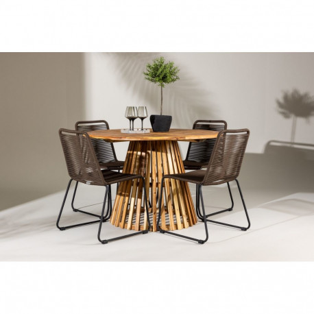 Aiamööbli komplekt LUMPUR ümmargune laud ja 4 tooli LINDOS