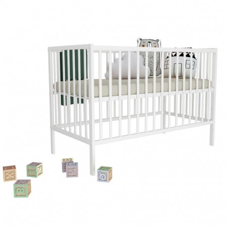 Bobas baby cot drop down side MAGDA white 120x60