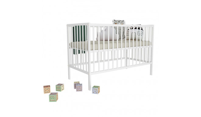 Bobas baby cot drop down side MAGDA white 120x60